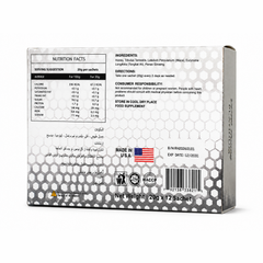 Back panel of the Royal Honey Platinum box with nutrition and label information