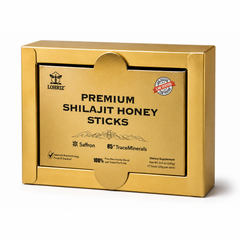 Gold inner package inside the LOHRIZ Premium Shilajit Honey box