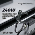 240W Foldable Phone Stand Braided USB-C Charging Data Cable