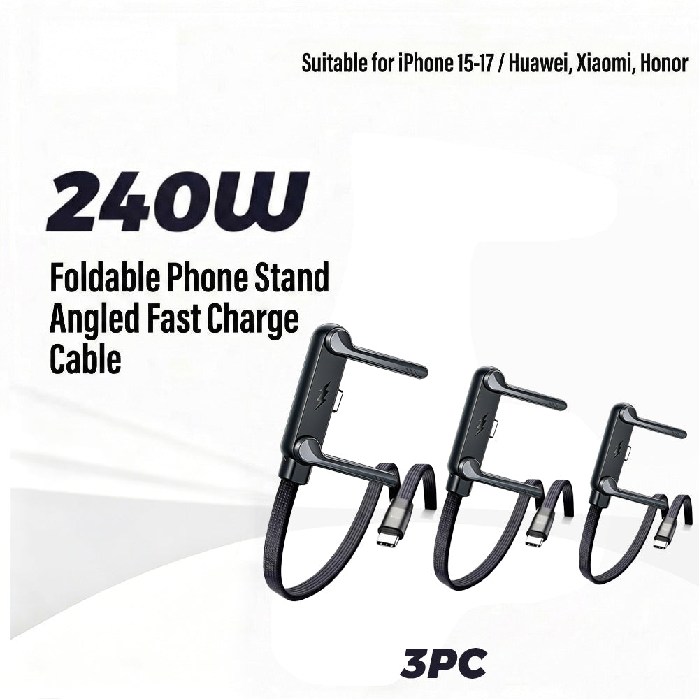 240W Foldable Phone Stand Braided USB-C Charging Data Cable