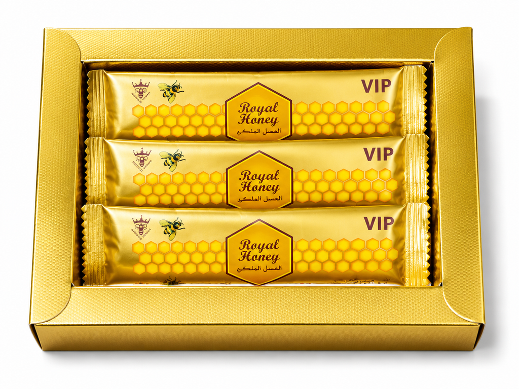 Open Royal Honey box showing individually sealed sachets