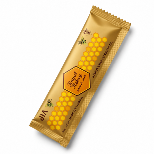 One individually sealed gold Royal Honey sachet