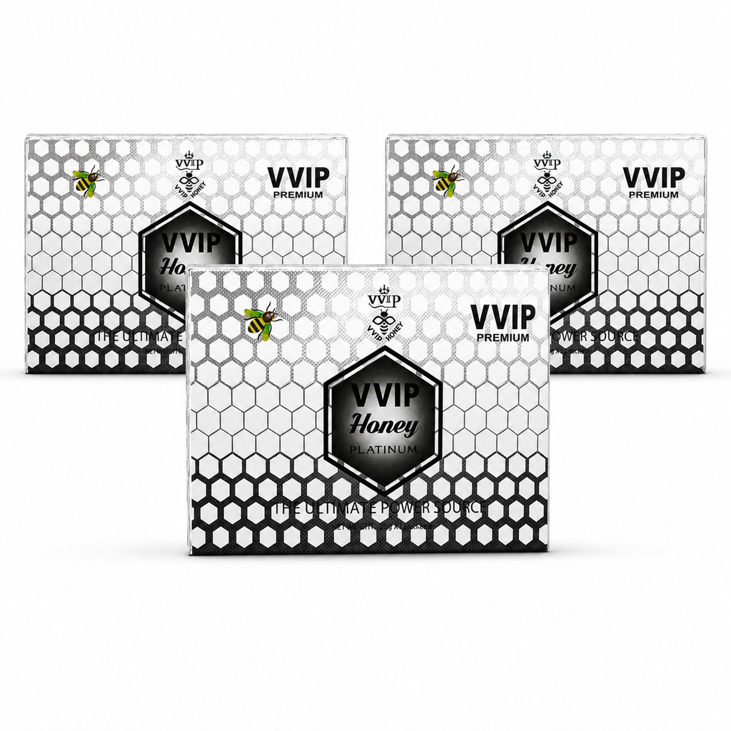 Three boxes of Royal Honey Platinum on a white background